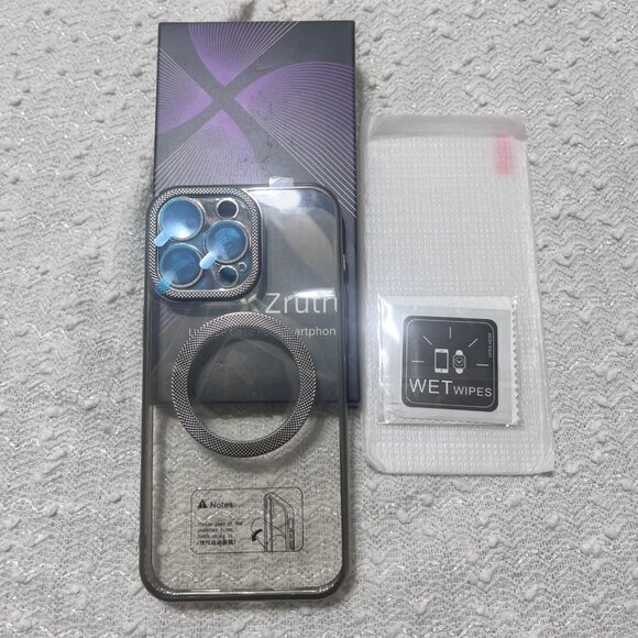 Zrutru Phone Case for IPhone 15 Pro Max Clear and Silver With Screen Protector - Picture 3 of 3